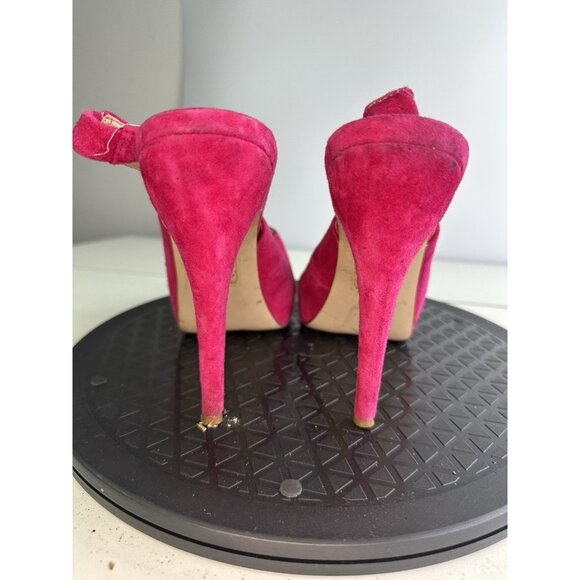 Dolce Vita Bright Pink Suede Strappy Platform Heels Sexy Barbiecore Sz 8.5 - Picture 3 of 8